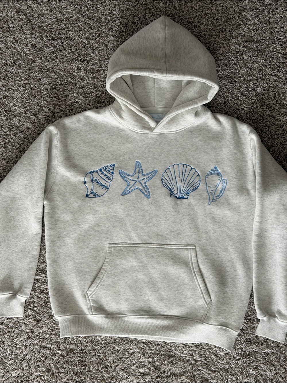 Prisana Bay Hoodie with Blue Seashell Embroidery
